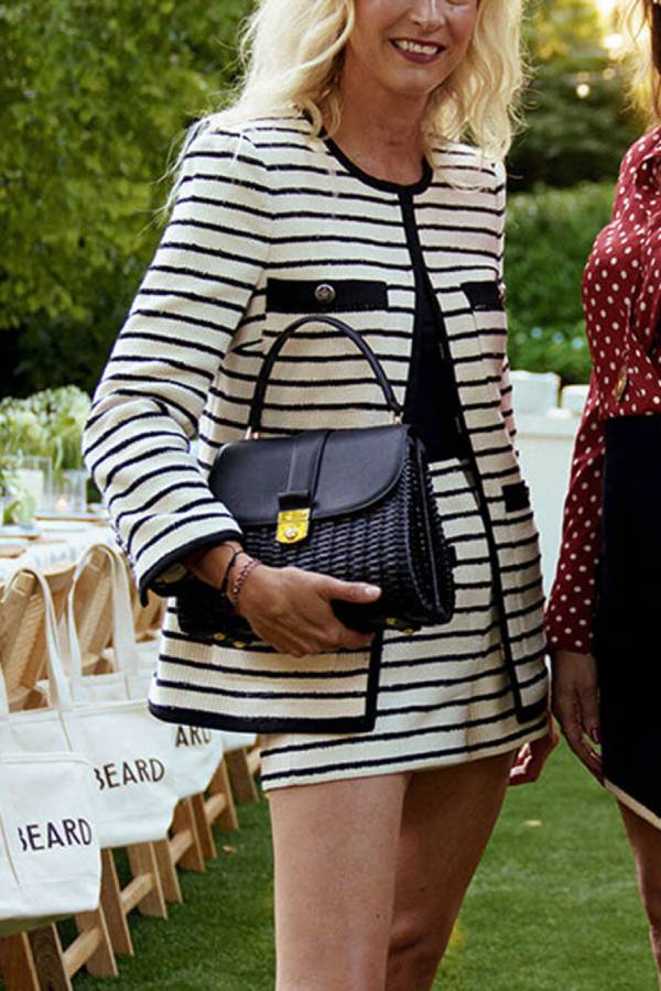 Stilla | Foster Stribet Dickey Blazer i Sort Ivory