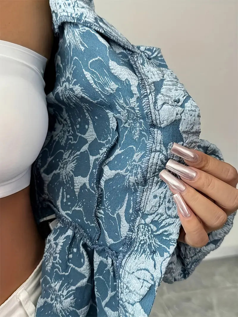 Stilla | Bluse Elegant Med Blomster Mønster Og Pufærmer
