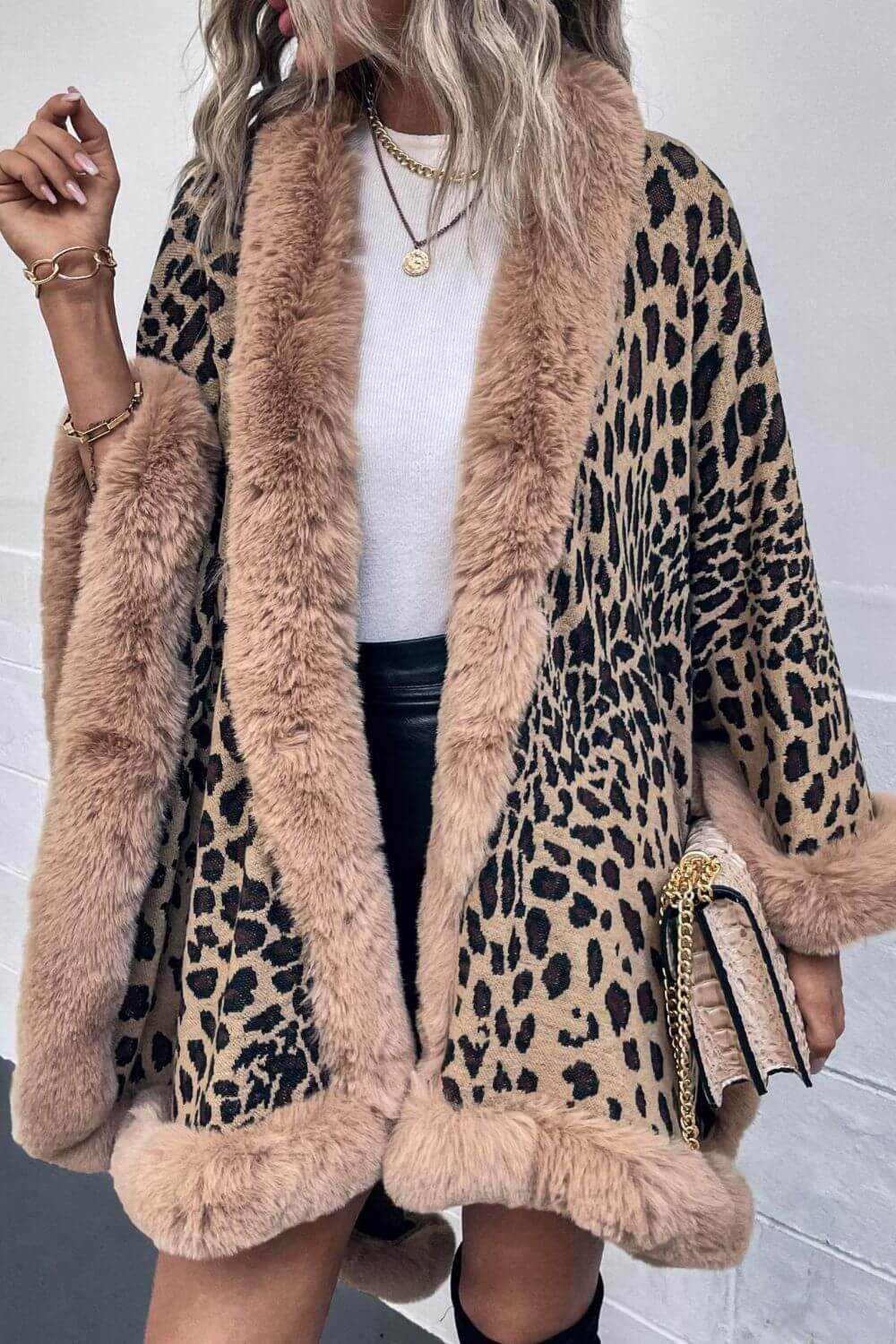 Stilla | Leopardmønster Åben Poncho