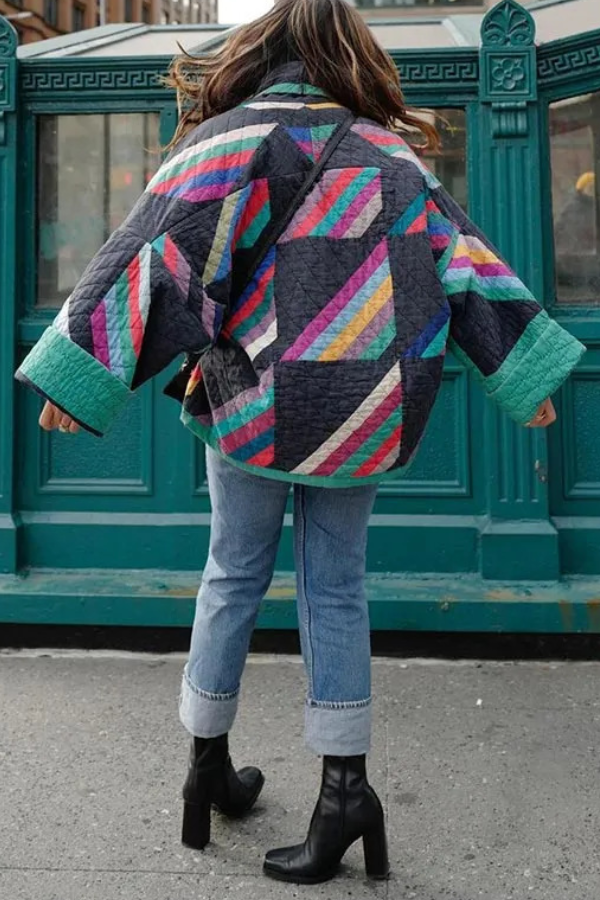 Stilla | Trykt Patchwork Bomuldsjakke