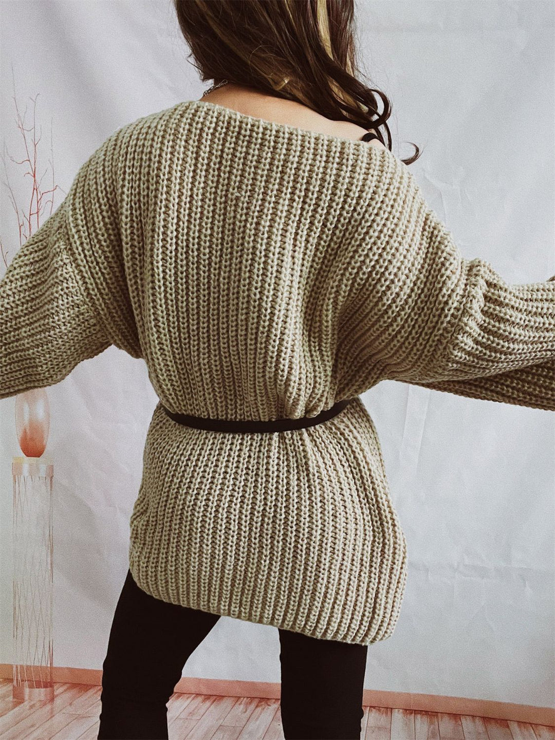 Stilla | Langærmet sweater med bådhals og bælte