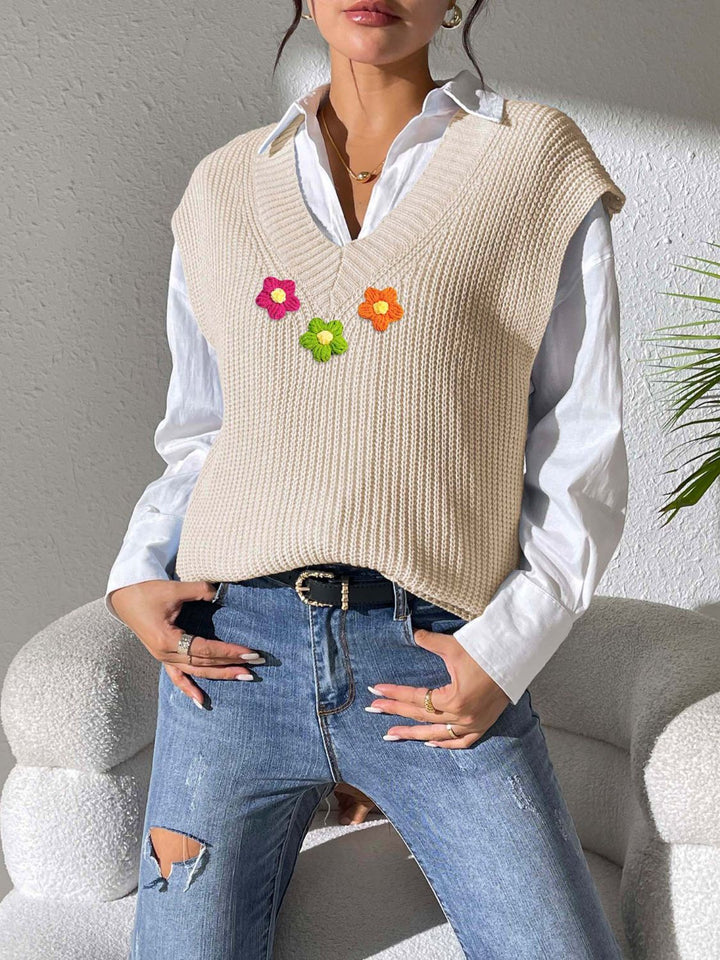 Stilla | Blomstertrøje Med V-hals