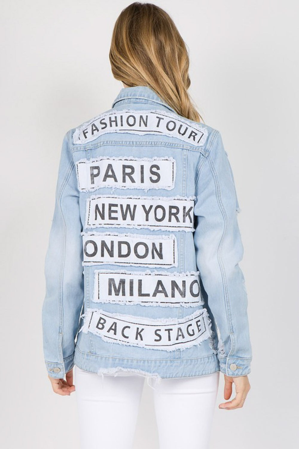 Stilla | Bazi Bogstaves Patched Slidt Denim Jakke