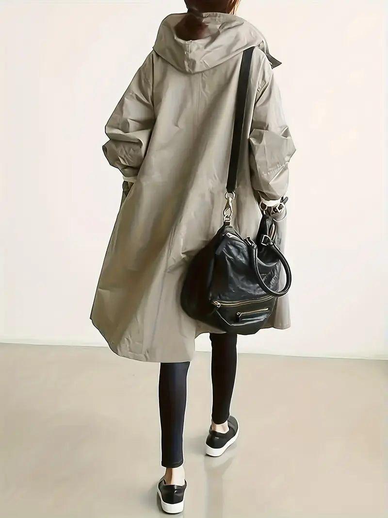 Stilla | Elegant Trench Store Størrelser. Klassisk, Forlænget Bælte Taljen