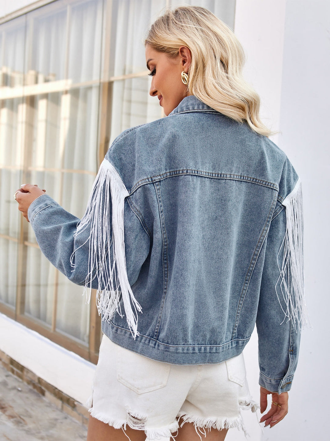 Stilla | Knap op Dropped Shoulder Denim Jakke