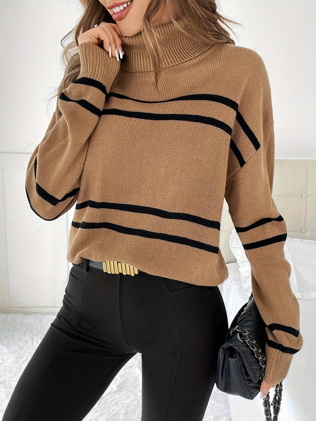 Stilla | Stribet rullekravepullover