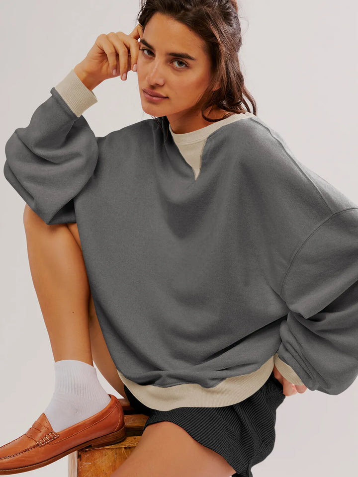 Stilla | Farverig Sweatshirt Med Lækre Lanterneærmer