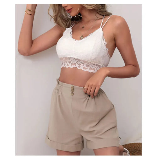 Stilla | Kort Bred Udført I Linned Khaki