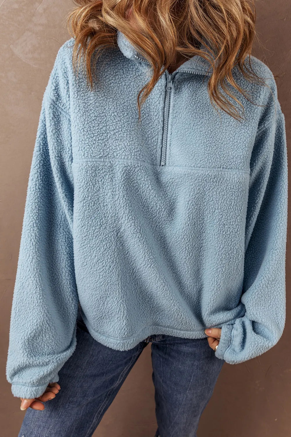 Stilla | Sweatjacke med lange ærmer og halvdelt lynlås