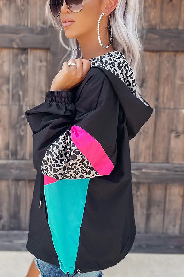 Stilla | Legesyg Leopard Kontrast Lomme Windbreaker Top