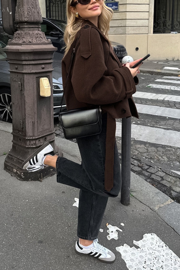 Stilla | Revers Temperament Dobbeltbrystet Hår Uldjakke