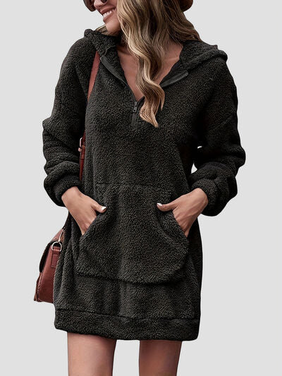 Stilla | Oversize Sweatshirt Med Halv Lynlås Og Faldende Skuldre