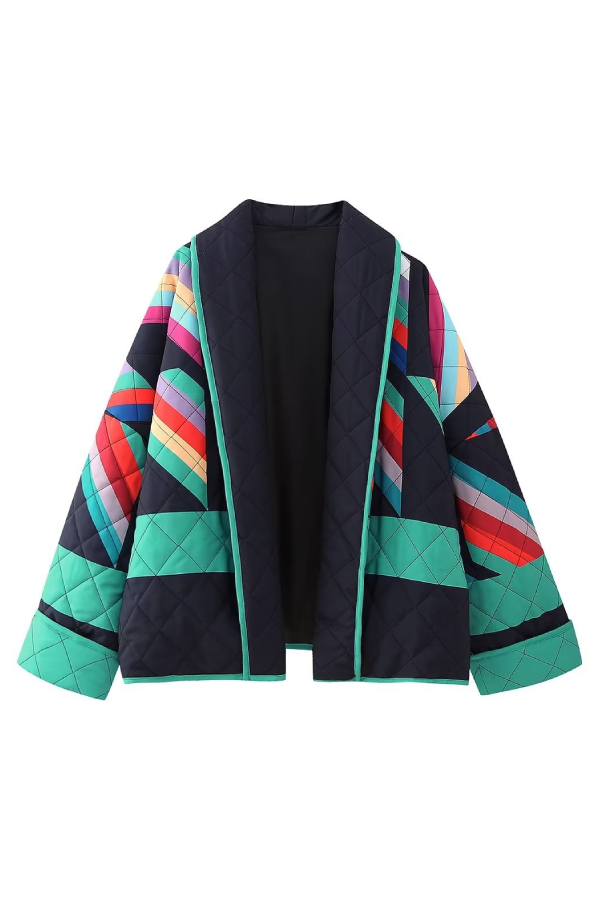 Stilla | Trykt Patchwork Bomuldsjakke