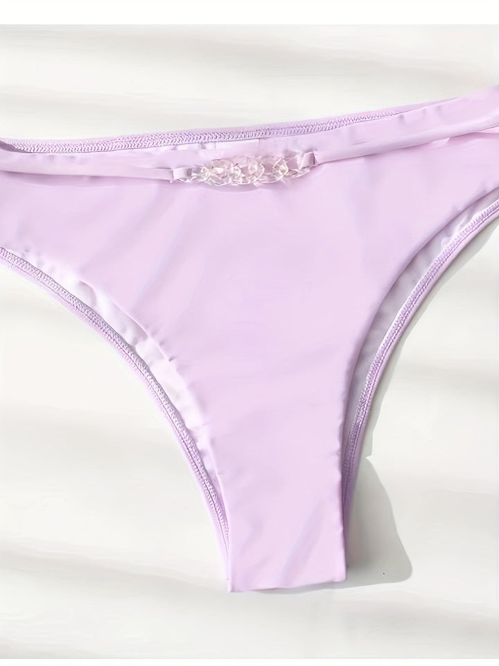 Stilla | Dame Bikini Sæt V-Halsudskæring, Detaljer Med Krystalløs Kæde, Høj Kvalitet, Stræk