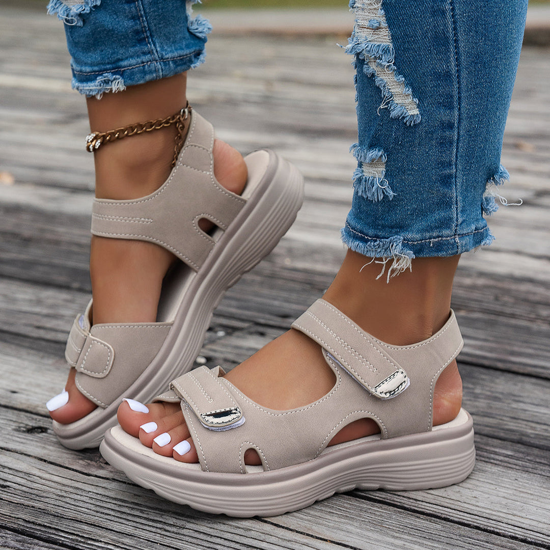 Stilla | Sandaler Med Kile Åben Tå Åndbar Justerbar Ankelrem
