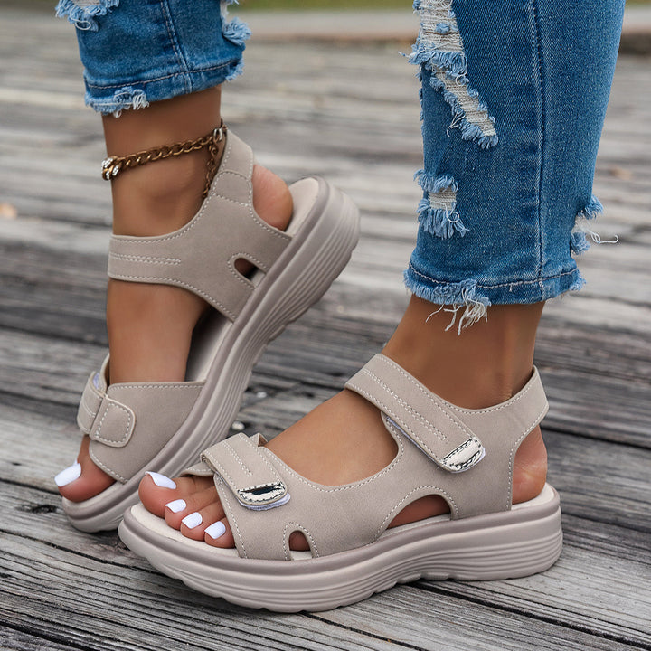 Stilla | Sandaler Med Kile Åben Tå Åndbar Justerbar Ankelrem
