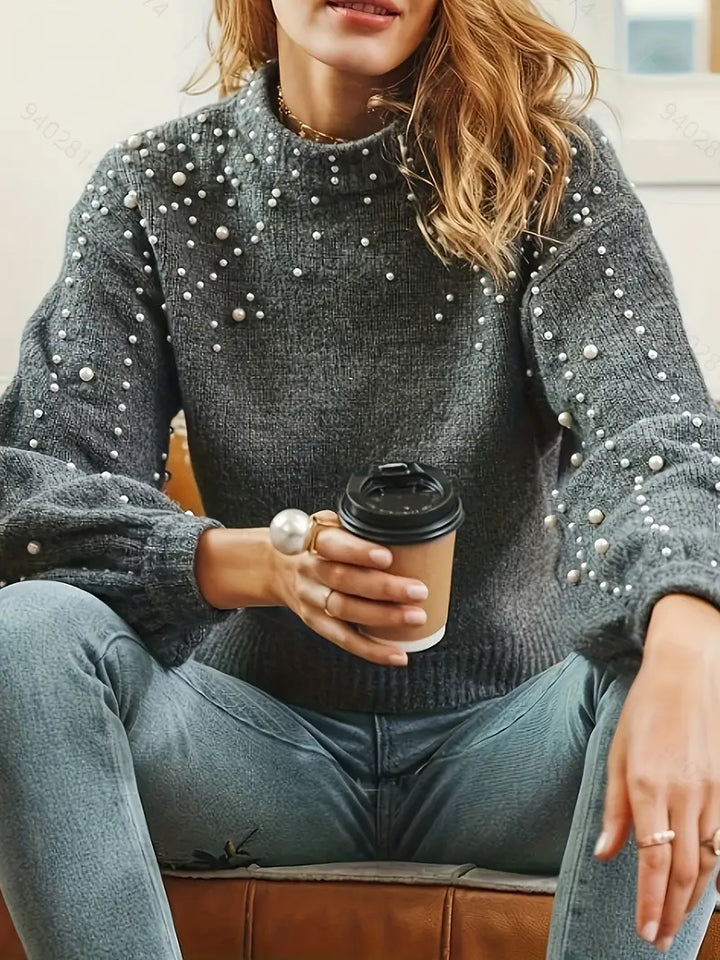 Stilla | Strikpullover Med Perleapplikation
