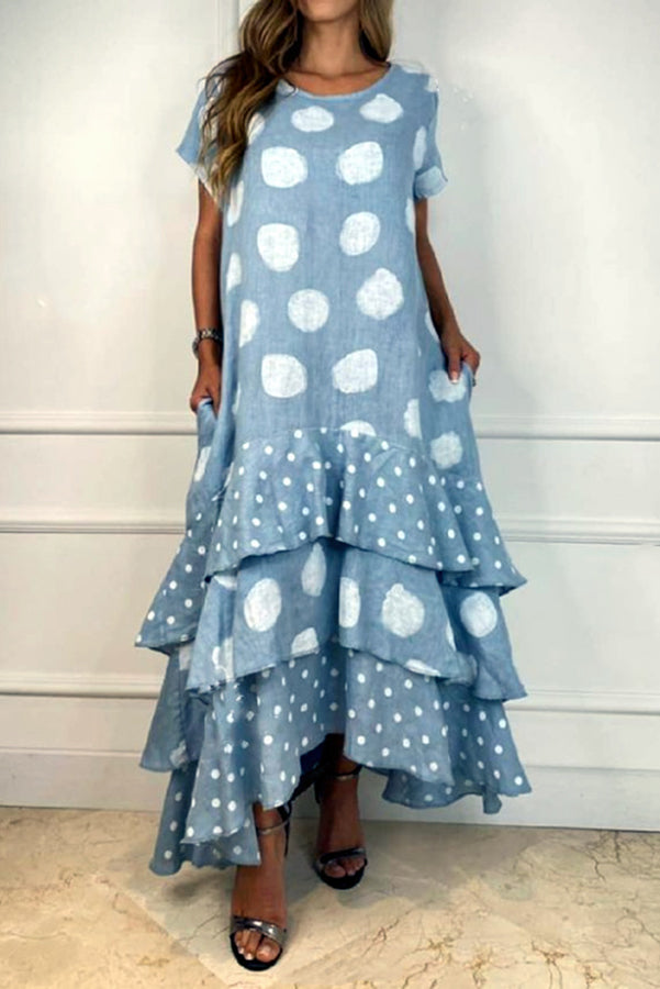 Stilla | Flowy Polka Dots Lomme Lagdelt A-linje Maxi Kjole
