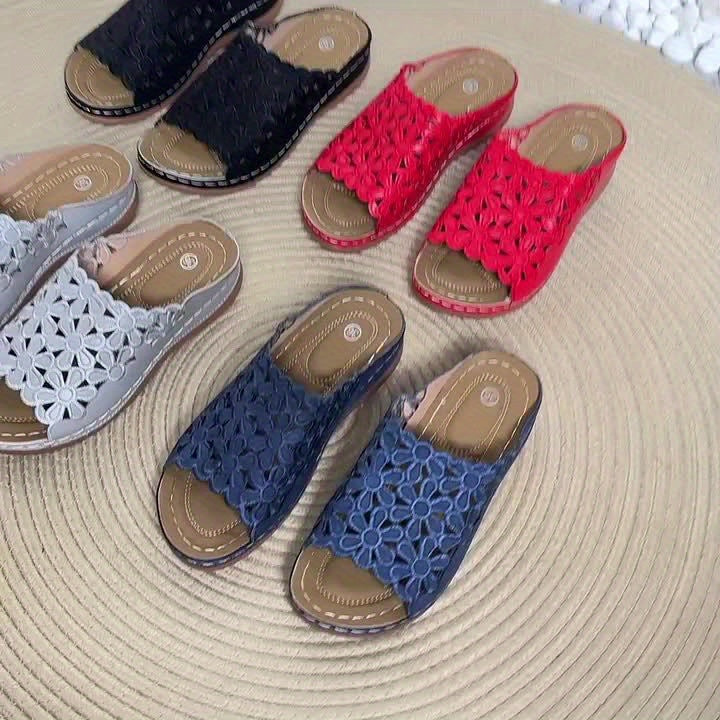 Stilla | Sandaler Med Blomstermønster Komfortable Wedgesandaler Med Blød Sål
