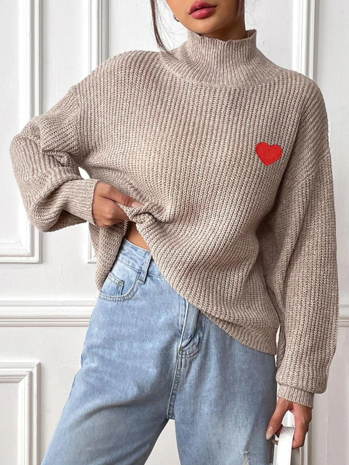 Stilla | Langærmet brusepullover med originalt hjerte mønster