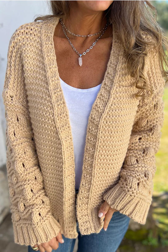 Stilla | Fashionabel Ensfarvet Cardigan Med Lange Ærmer Og V-udskæring