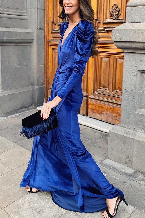 Stilla | Elegance Is Beauty Velvet Drape Maxi Kjole