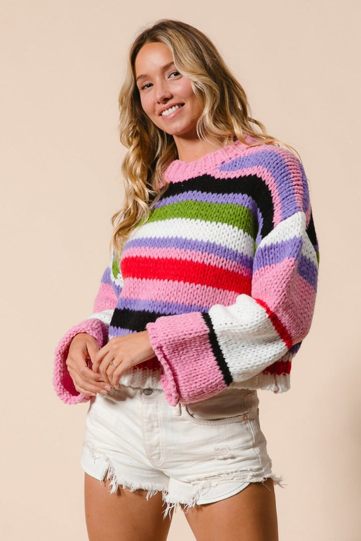 Stilla | Kort Stribet Pullover Bibi i Flere Farver