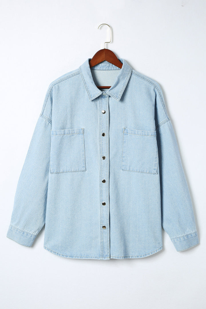 Stilla | Størrelse Snap Down Lomme Denim Jakke