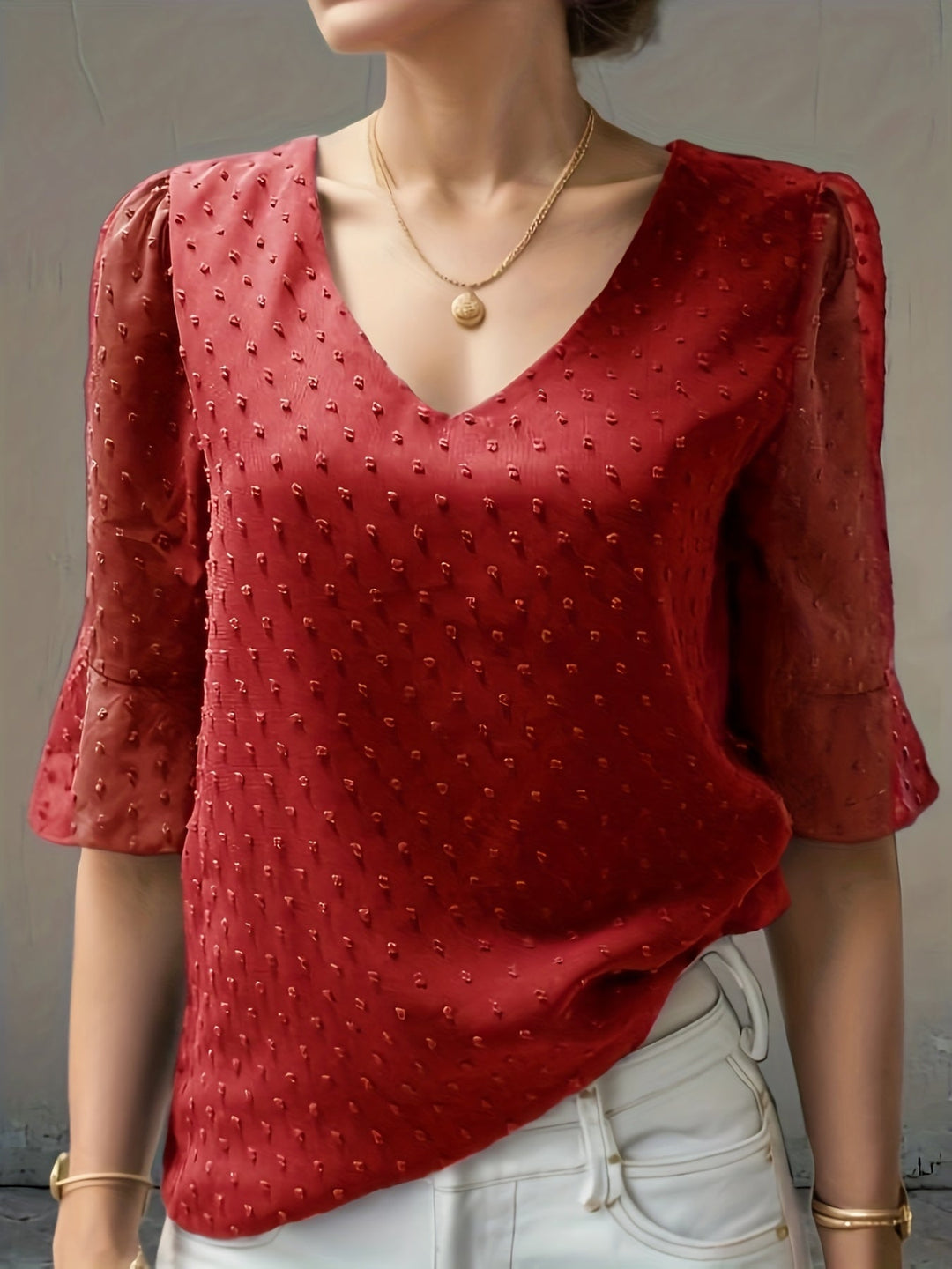 Stilla | Løs Chiffonbluse Med Lange Ærmer