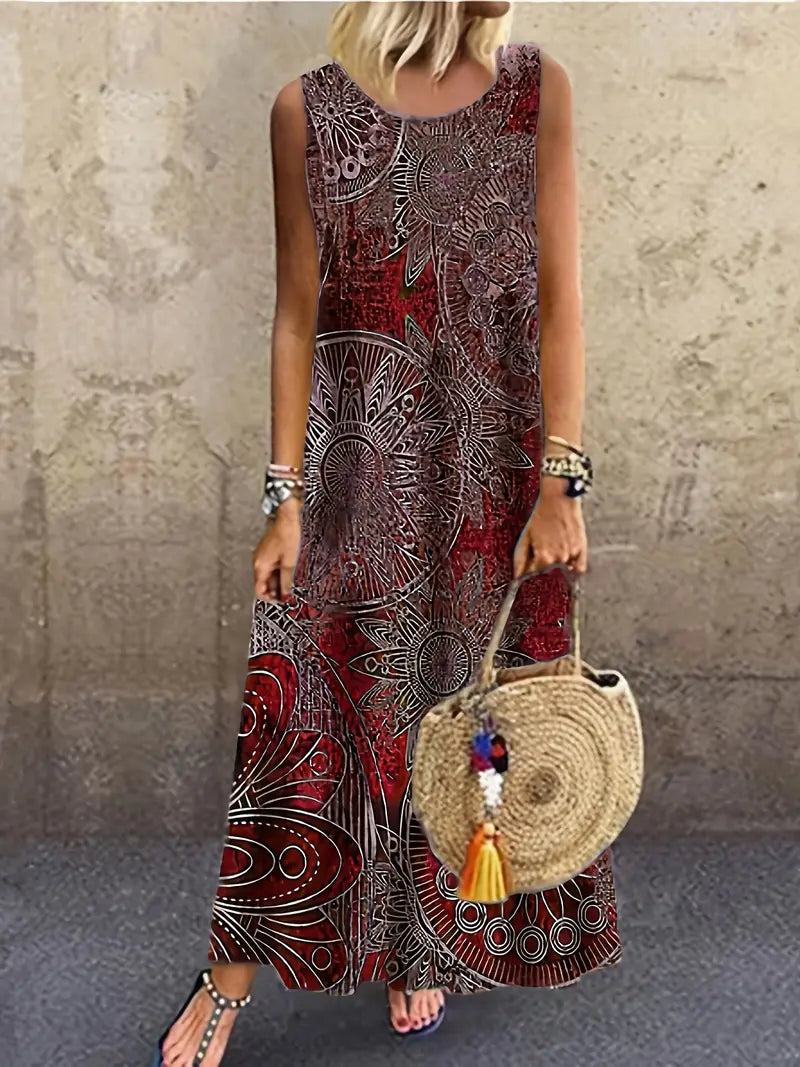 Stilla | Afslappet Kjole Uden Ærmer Med Paisley Tryk Åndbar Og Trendy