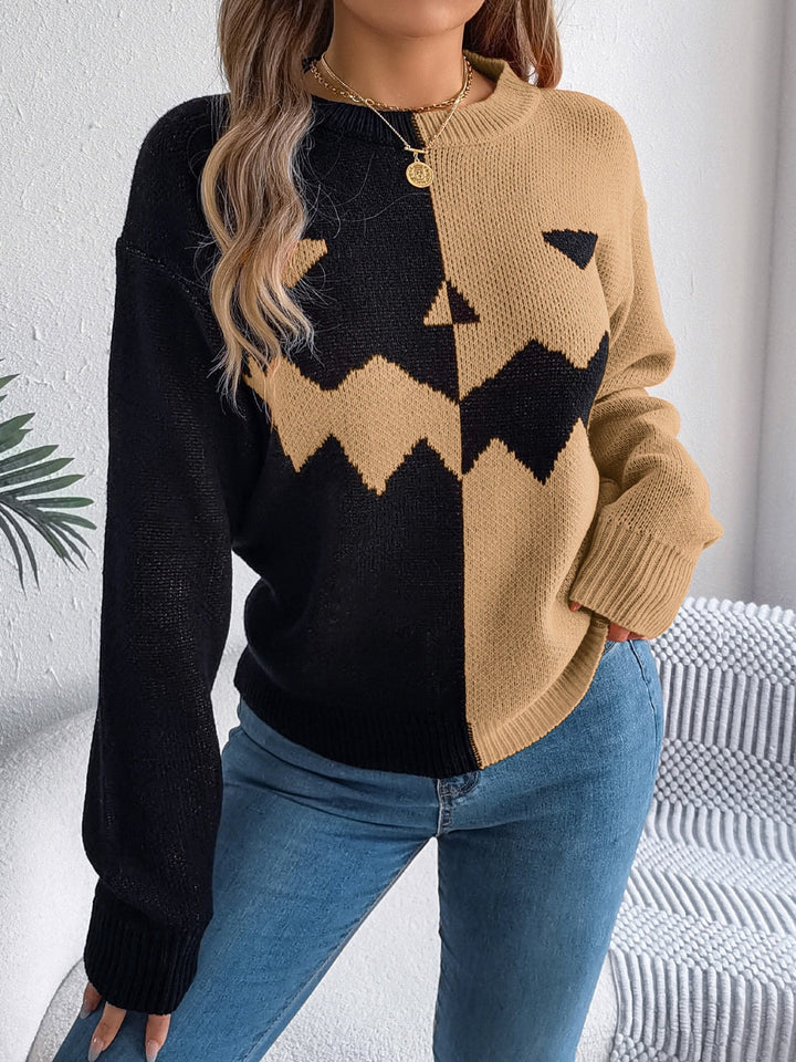 Stilla | Kontrastærmer Pullover med Rundhalset til Trendy Looks