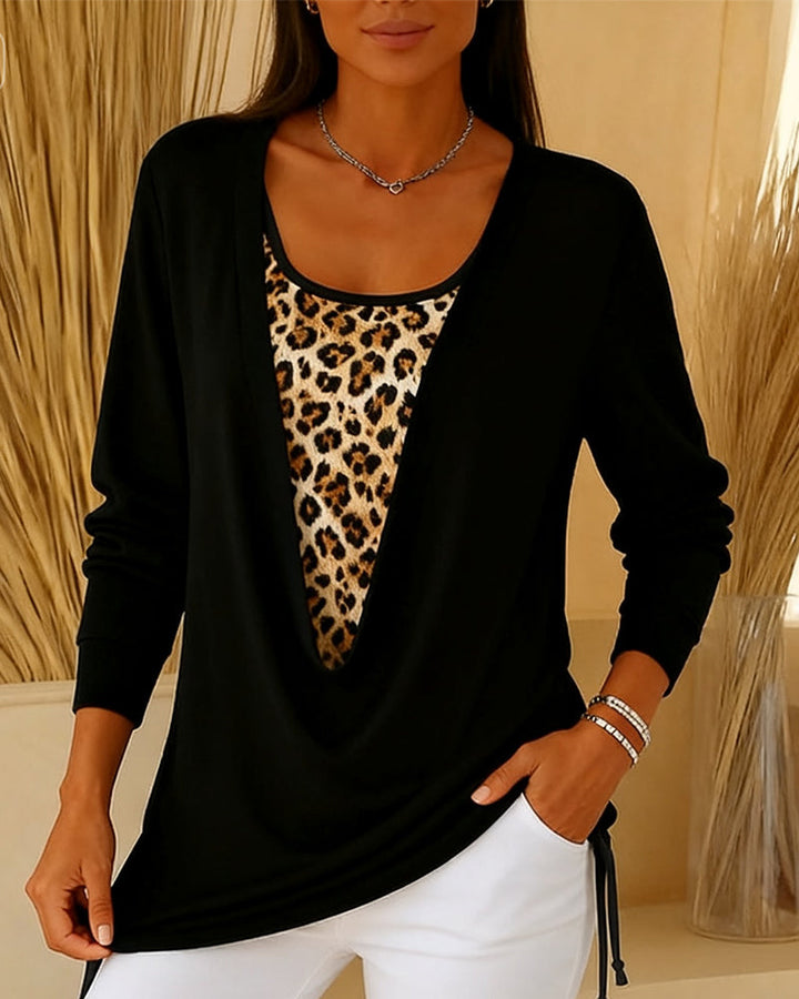 Stilla | Shirt Fake To-delt Snøring Leopardmønster