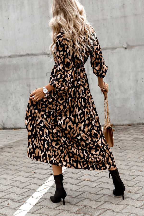 Stilla | Same Old Song Leopard Print Slide Midi Kjole