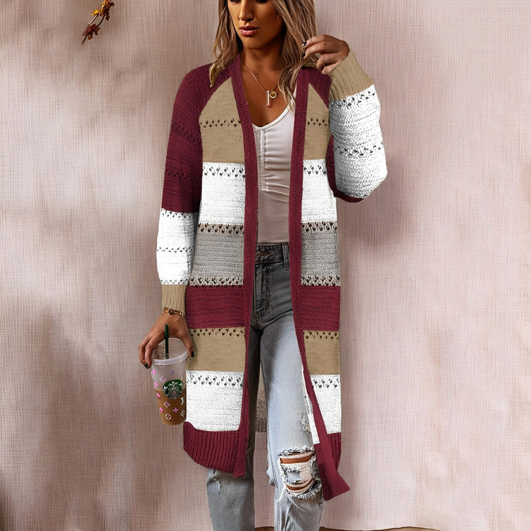 Stilla | Lang Cardigan Farveblok