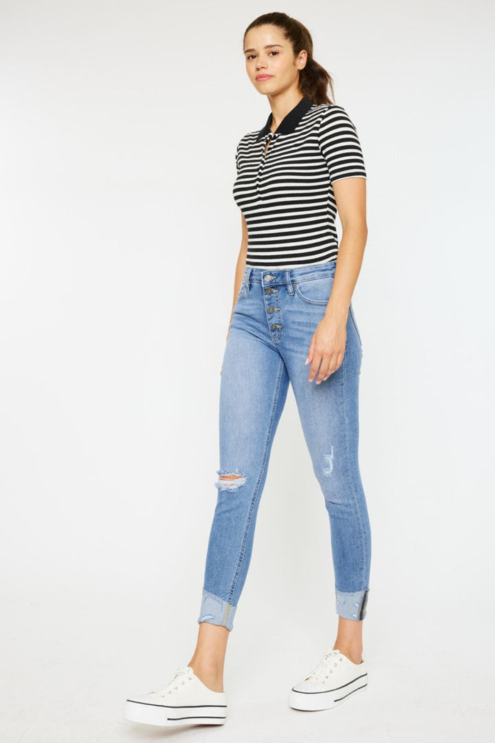 Stilla | Distressed Cat's Whiskers Button Fly Jeans