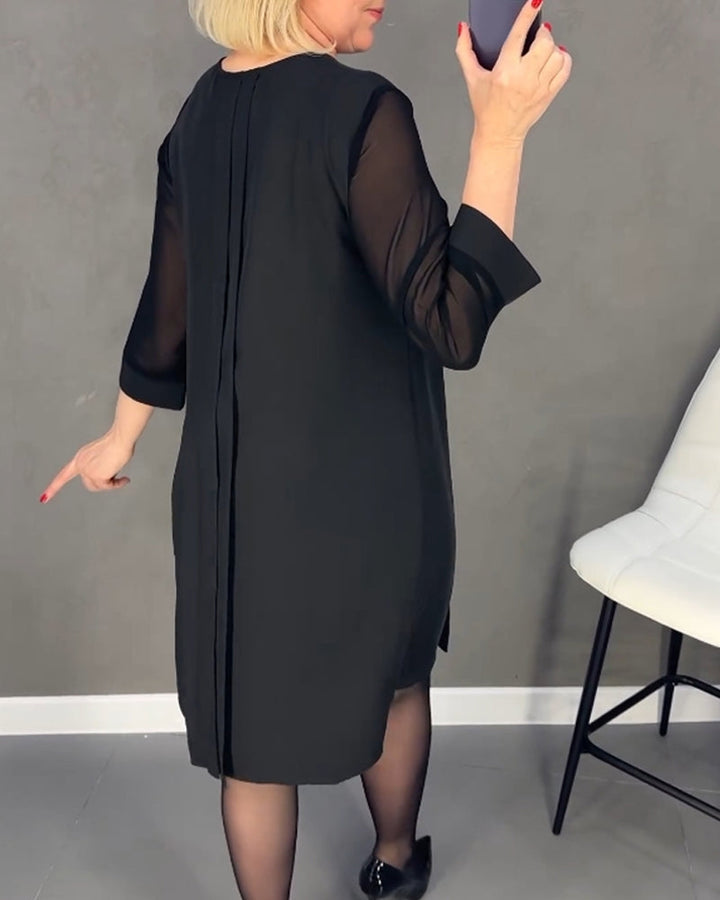 Stilla | Enkel Kjole Med Foldsøm Og Patchwork Mesh