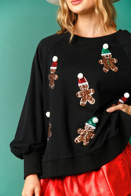 Stilla | Jule peberkage mand Pailletter Langærmet Sweatshirt