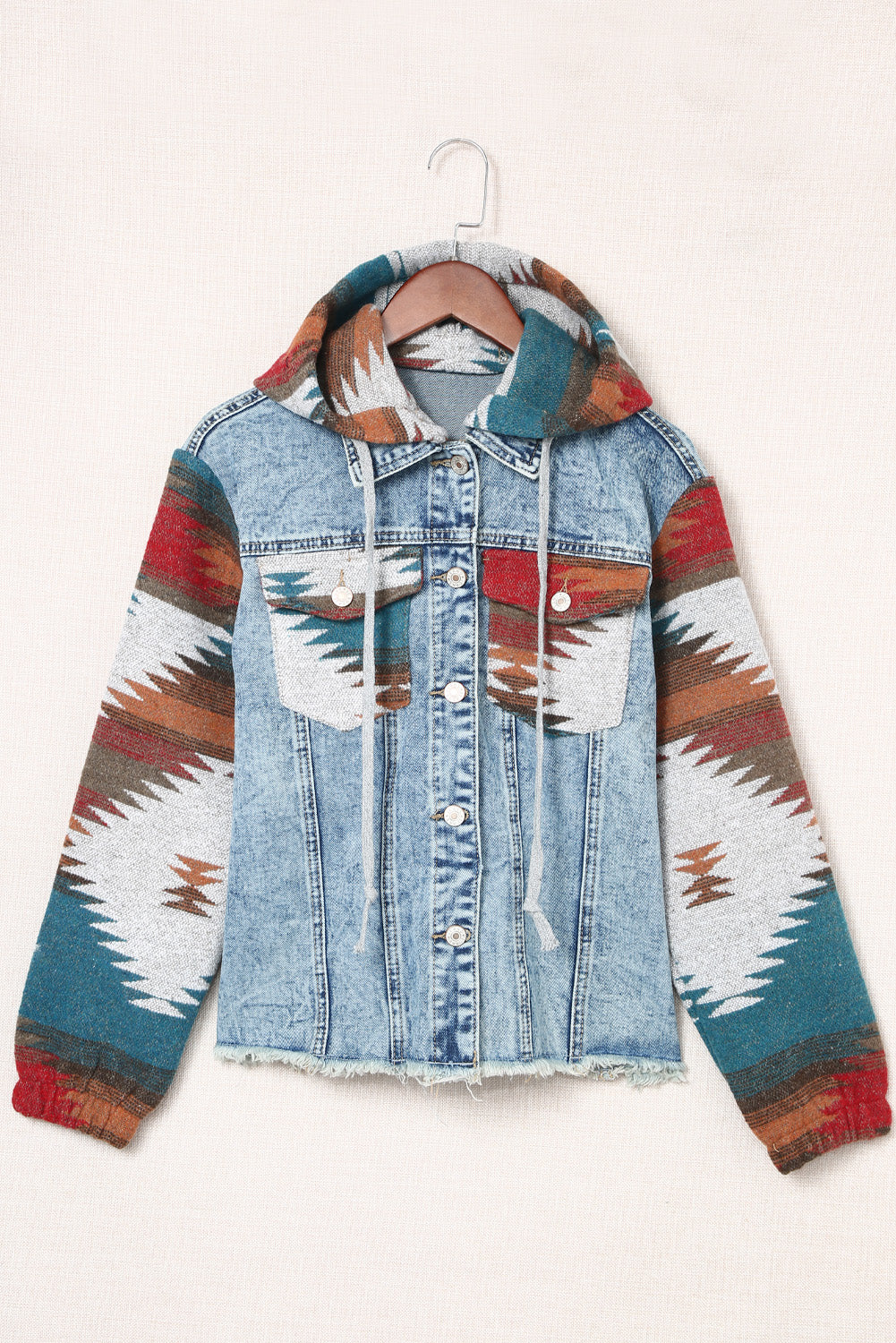 Stilla | Elegant Jeansjakke Med Patchwork Og Knapper Til Dame