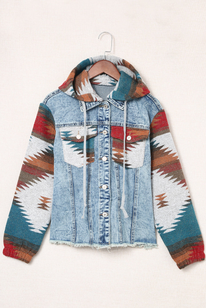 Stilla | Elegant Jeansjakke Med Patchwork Og Knapper Til Dame
