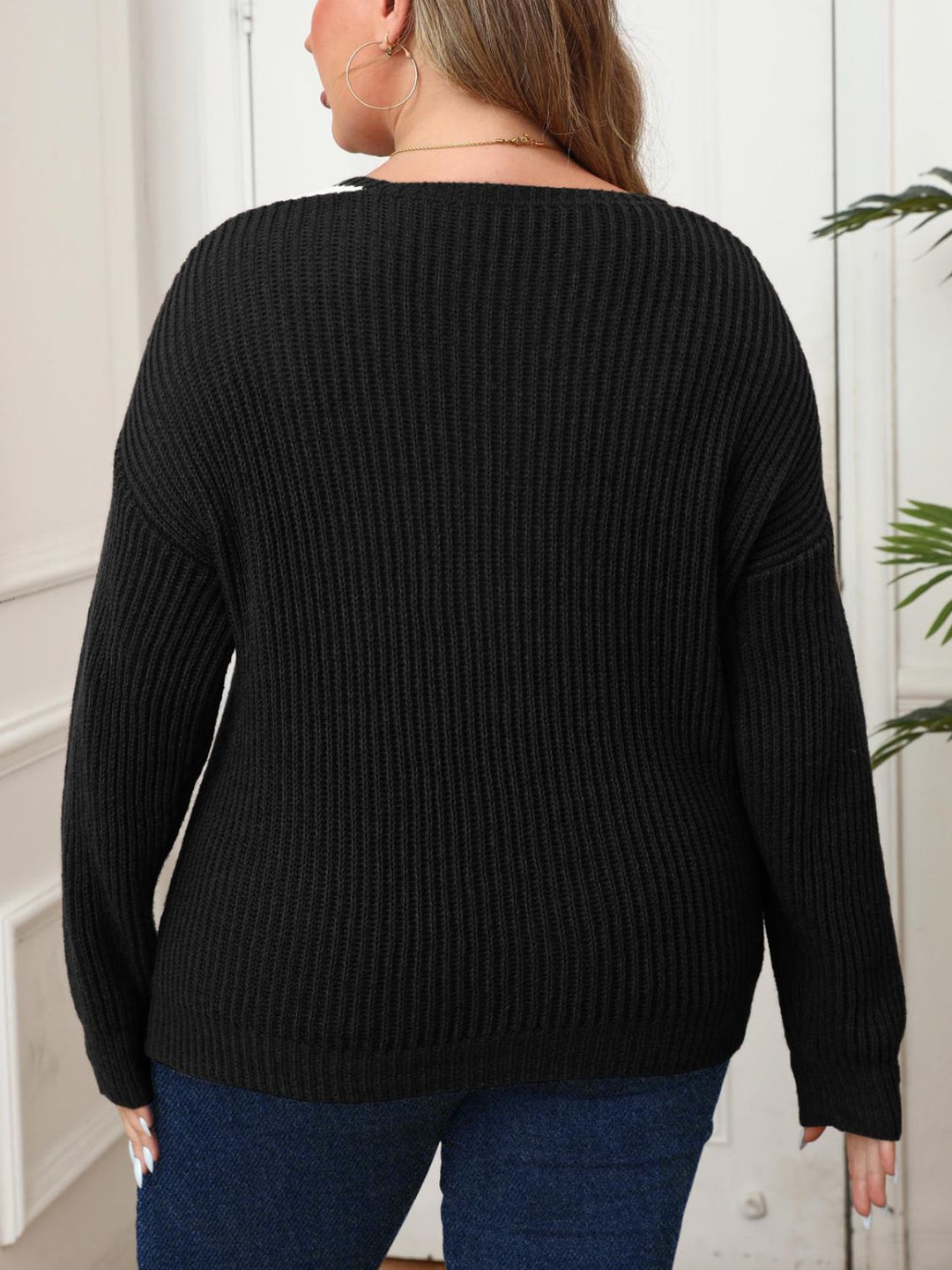 Stilla | Pullover Størrelse med lange ærmer og kontrasterende sænkede skuldre