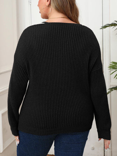 Stilla | Pullover Størrelse med lange ærmer og kontrasterende sænkede skuldre