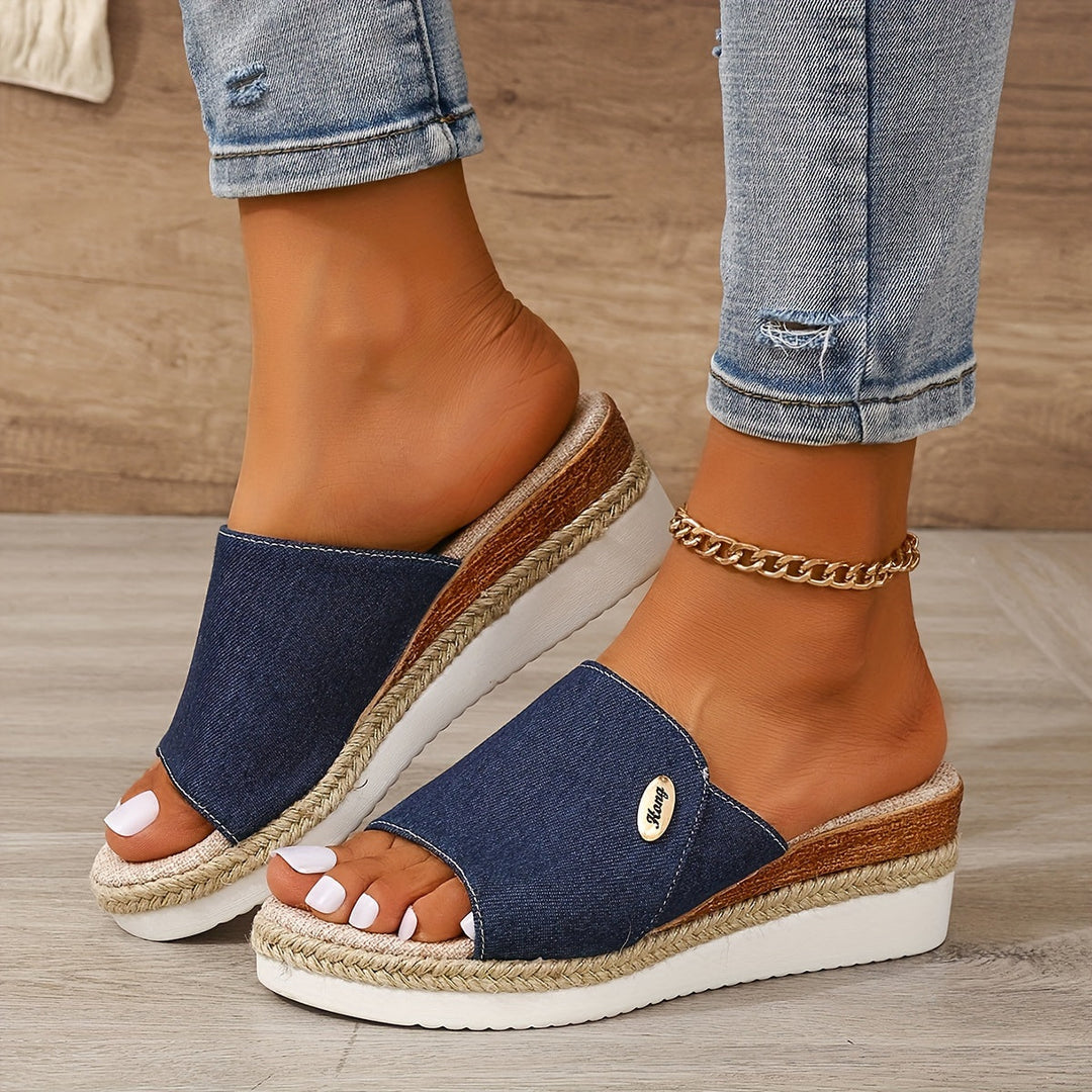 Stilla | Dame Sandaler På Platform Komfortable Slip on Kilehæle Til Sommer