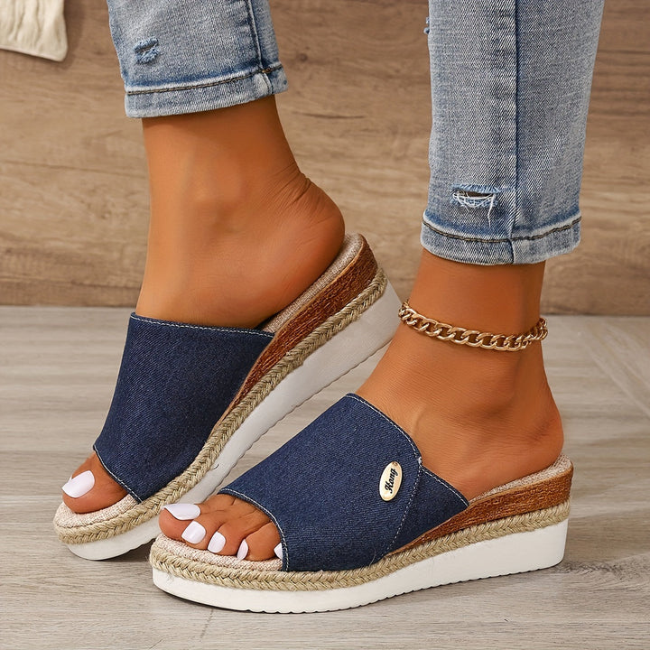 Stilla | Dame Sandaler På Platform Komfortable Slip on Kilehæle Til Sommer