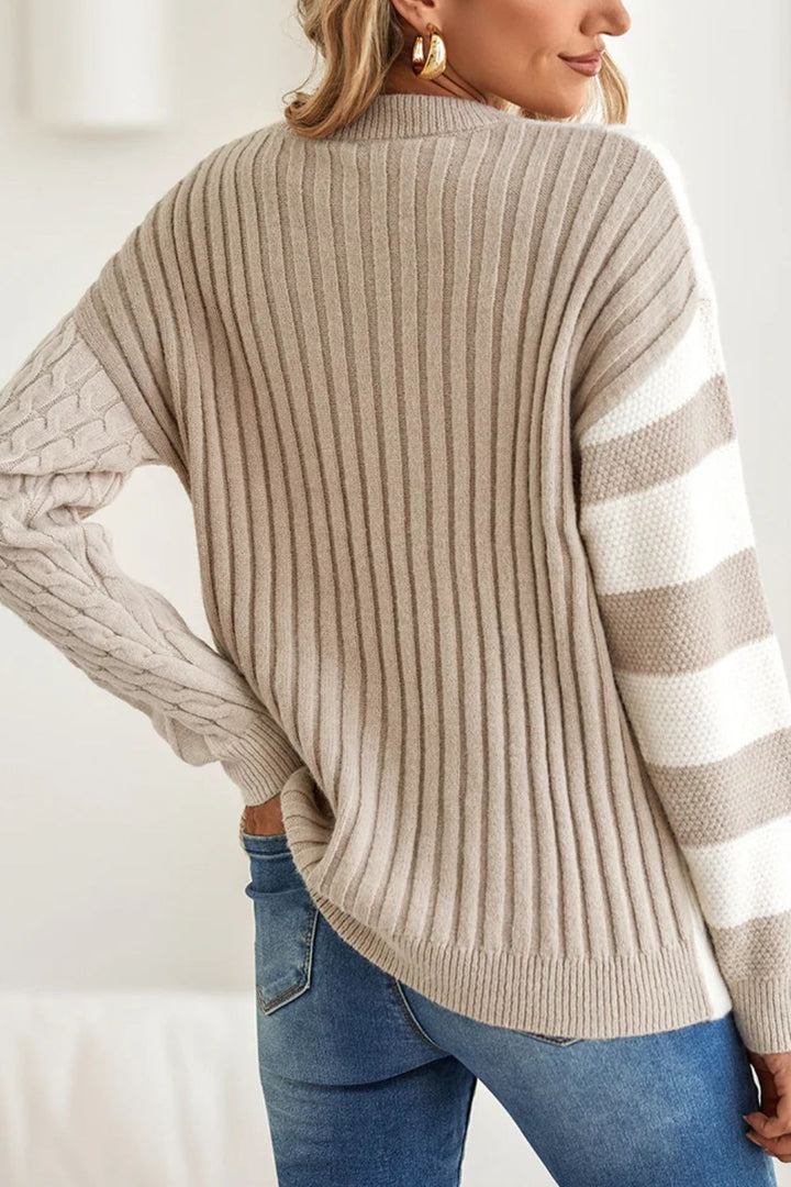 Stilla | Pullover i struktureret strik med rund halsudskæring i farveblok