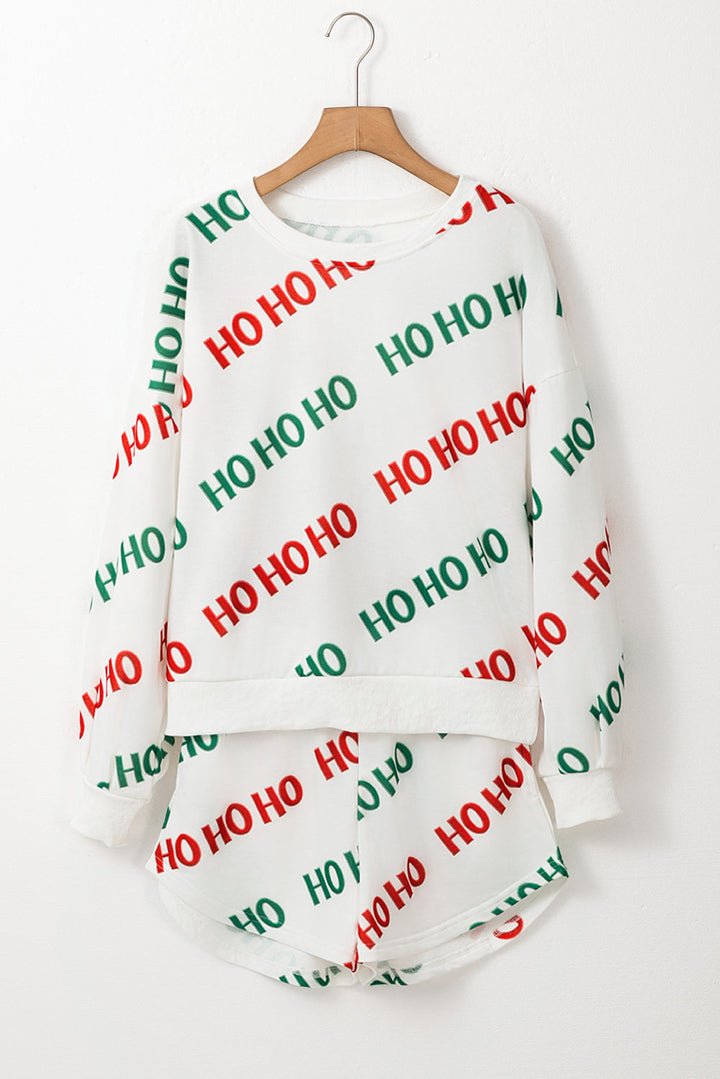 Stilla | Sæt Pullover og Shorts med Juletryk Hohoho