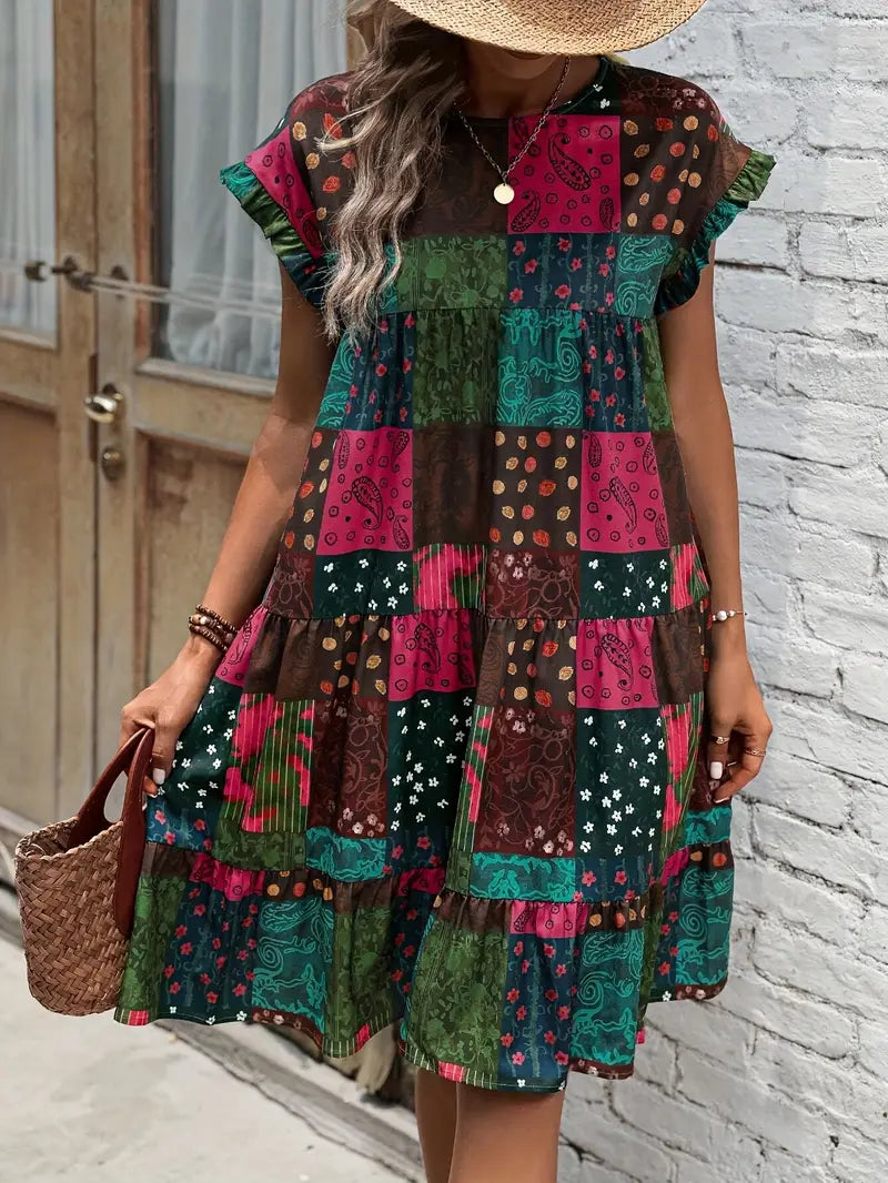 Stilla | Sommer Patchwork Kjole Gennemsigtig, Stilfuld Og Perfekt Til Ferie