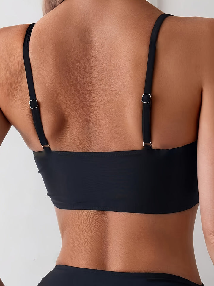 Stilla | Dame Bikini Sæt Med V-Hals Polyester Med Høj Elasticitet, Krydsbånd