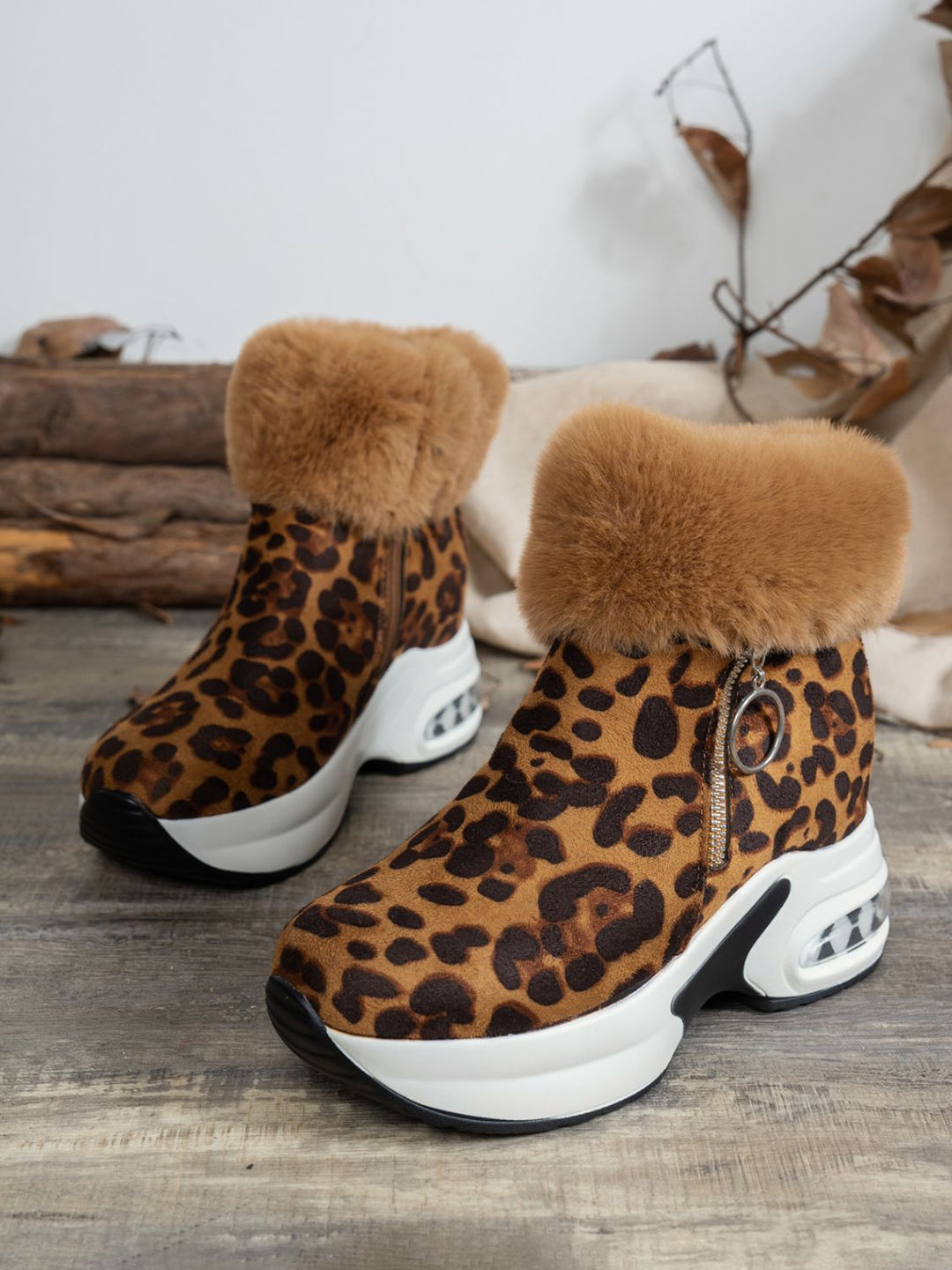Stilla | Leopard Platform Støvler Med Sidelukning