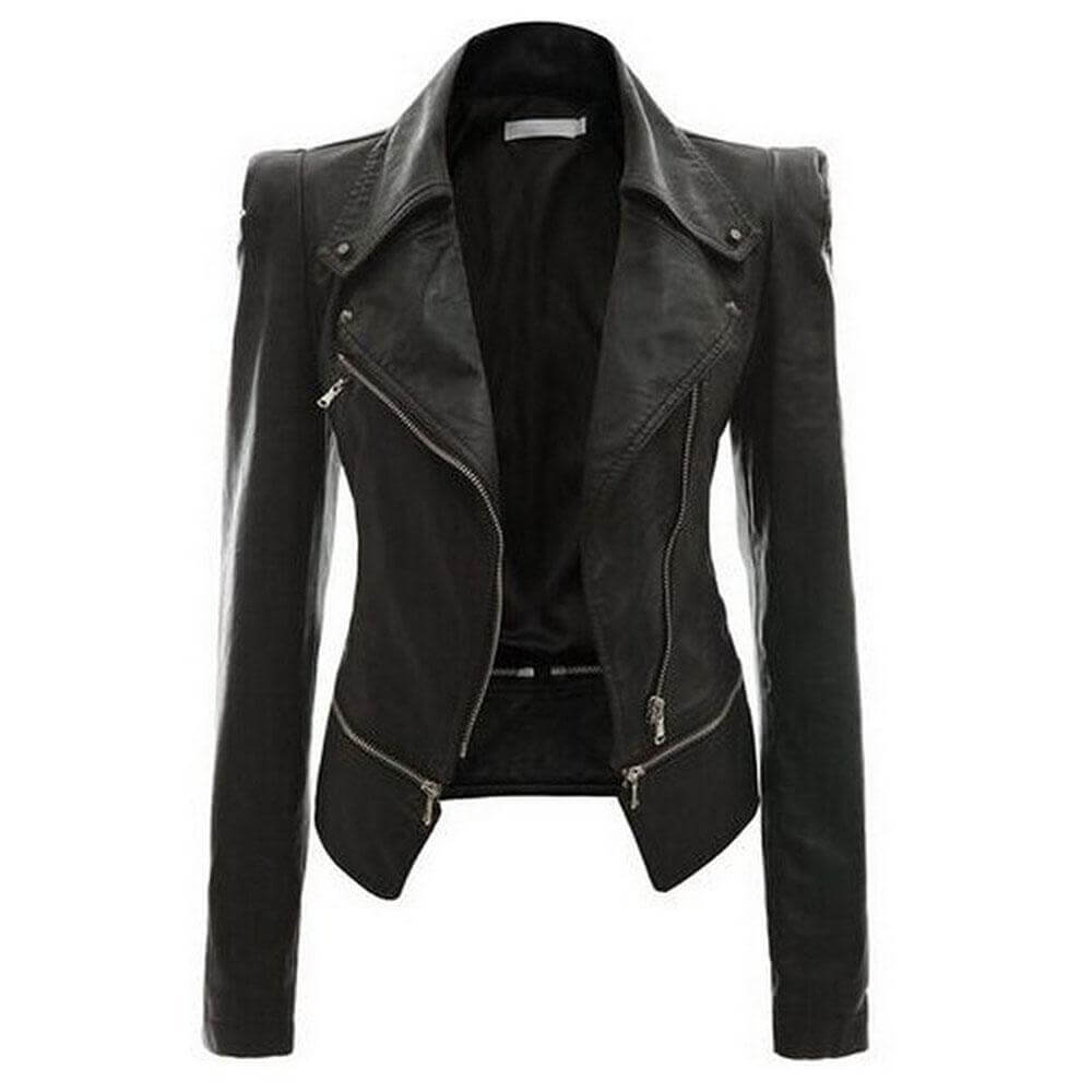 Stilla | Dam Slim Fit PU Læder Zip-Up Jakke