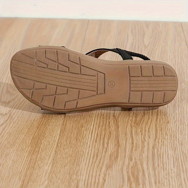 Stilla | Dame Sandaler Med Kilehæl: Boho Stil, Komfortable, Elastisk Rem, Sommer